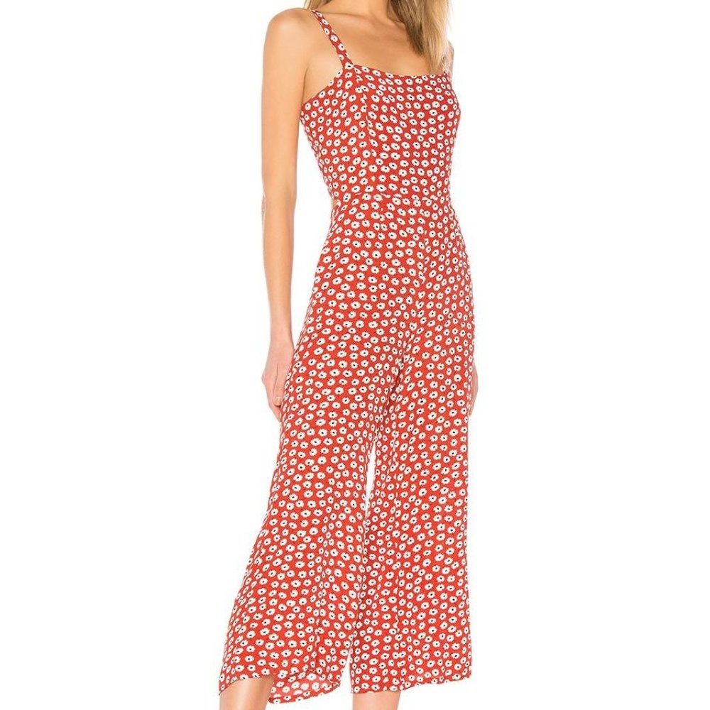FAITHFULL THE BRAND Playa Jumpsuit Red Floral XS